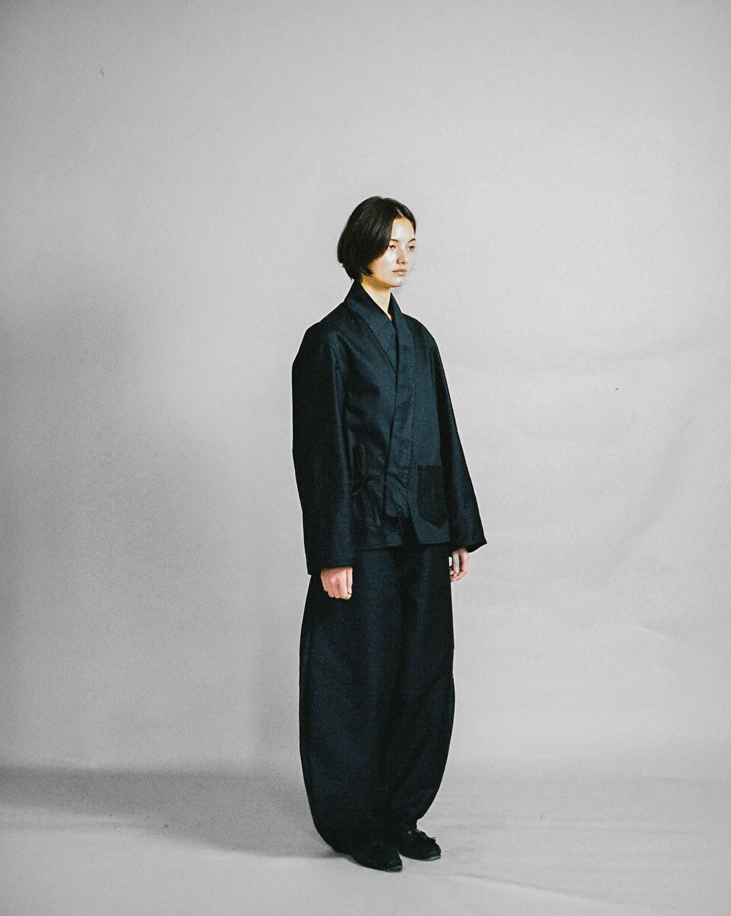 Below Knee Balloon Pants Black Moleskin