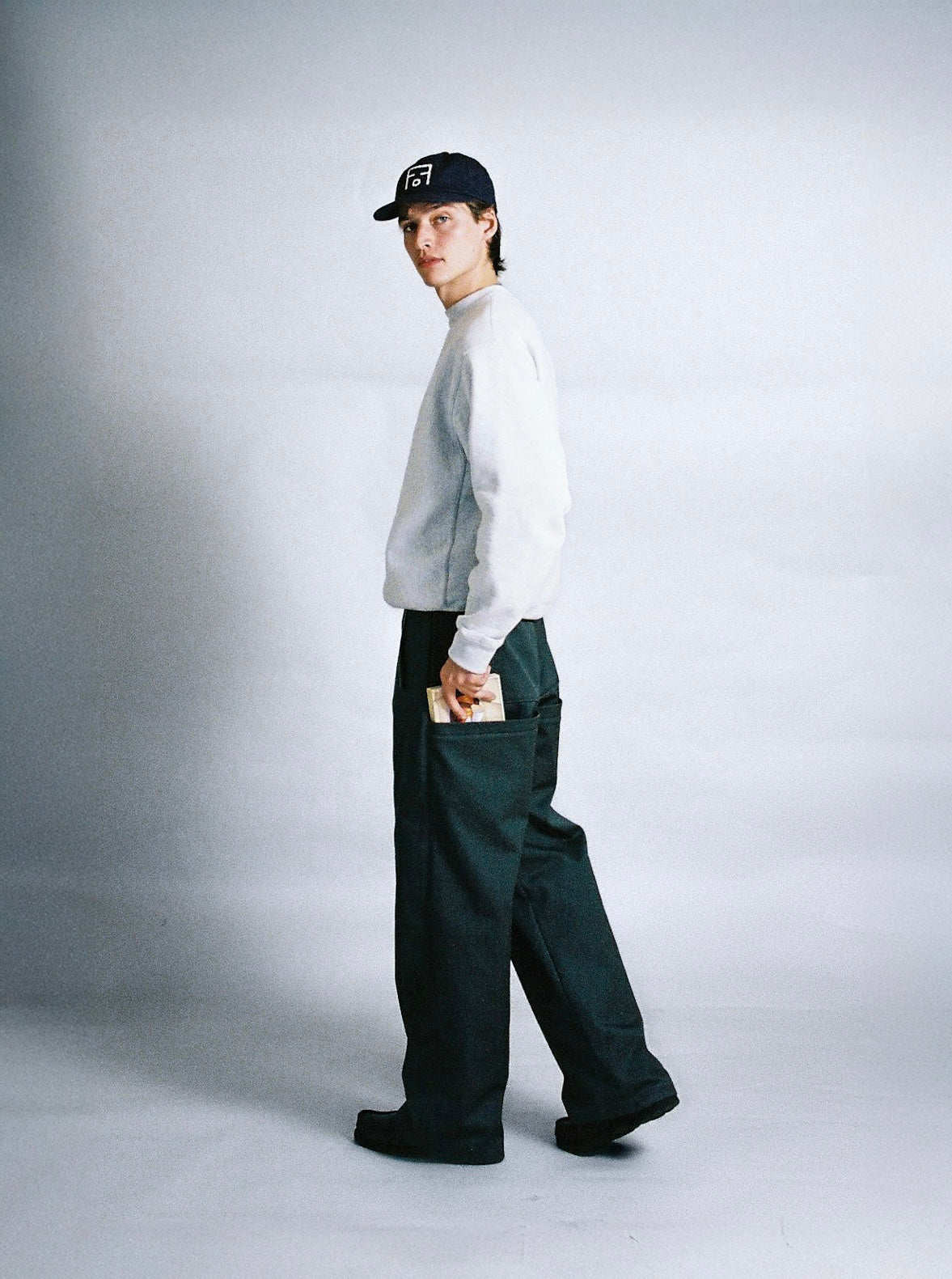 Welted Back Pocket Pants Grey Ripstop Cotton Twill
