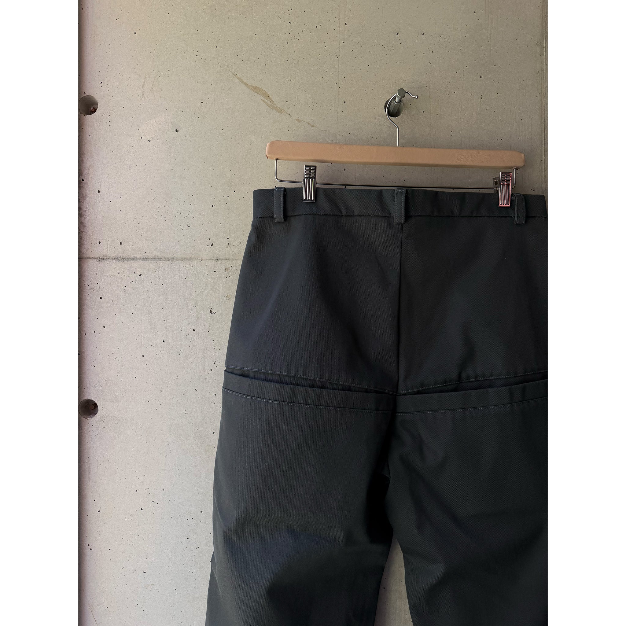 Welted Back Pocket Pants Grey Ripstop Cotton Twill