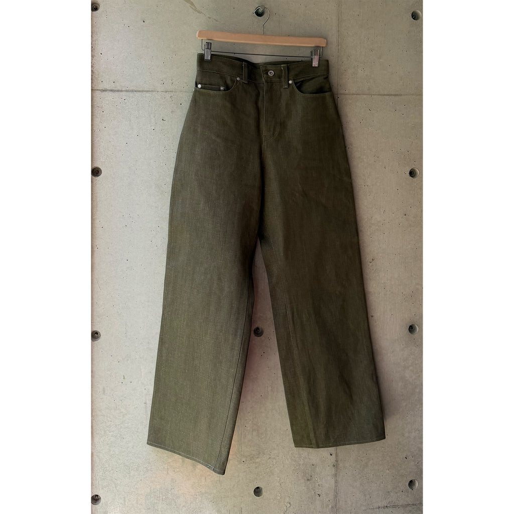 Straight-Wide Jeans Green Selvedge Denim