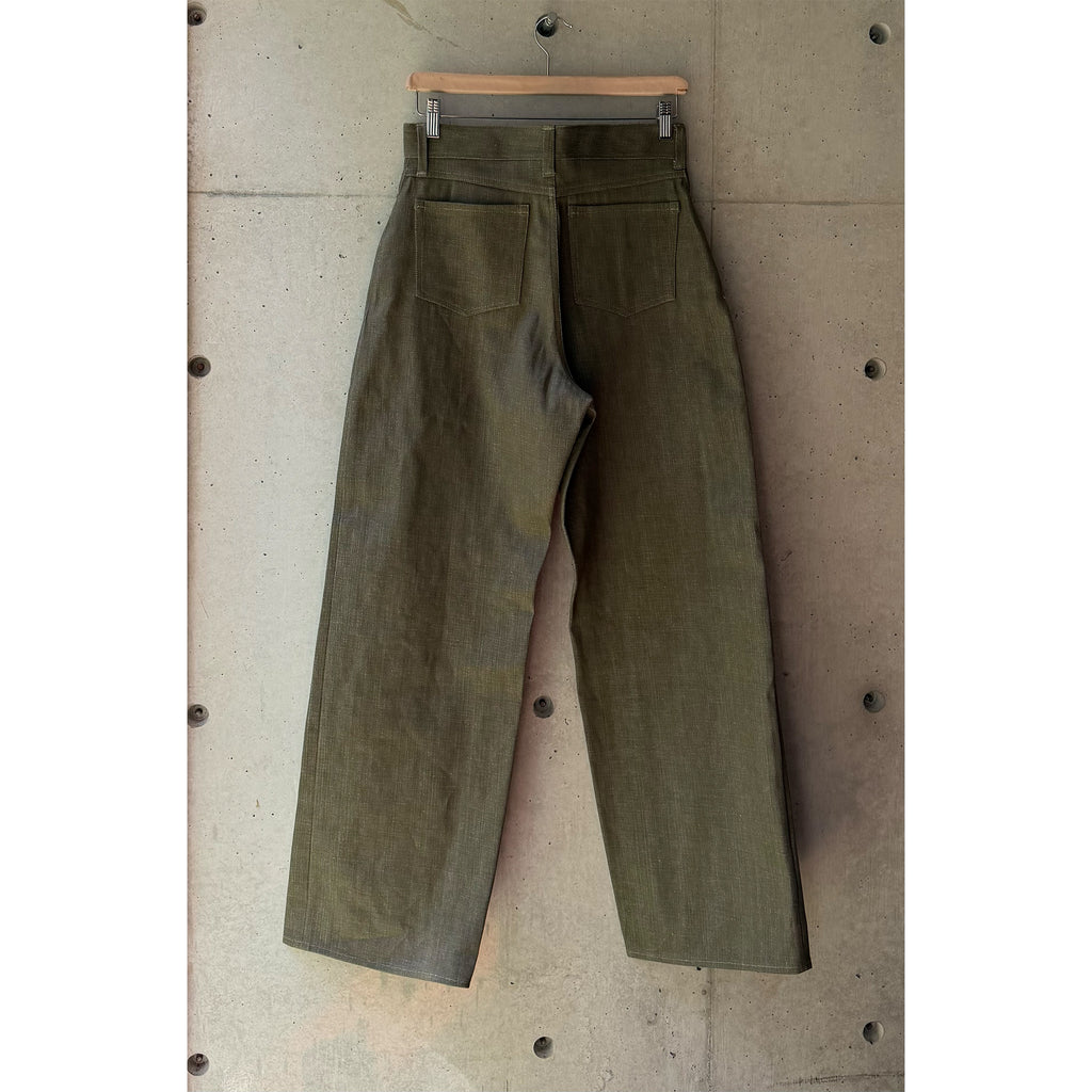 Straight-Wide Jeans Green Selvedge Denim