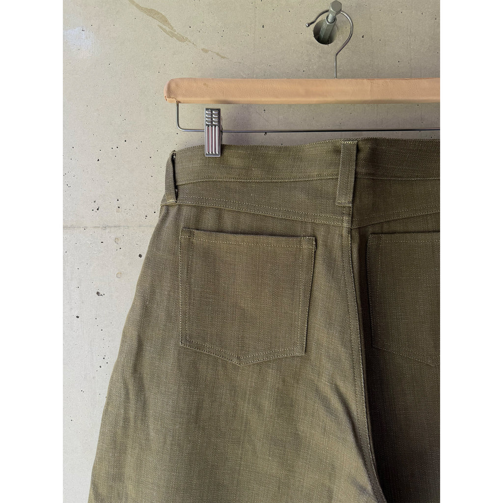 Straight-Wide Jeans Green Selvedge Denim